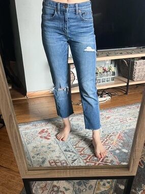 Madewell Cropped Distressed Straight-Leg Jeans - Blue